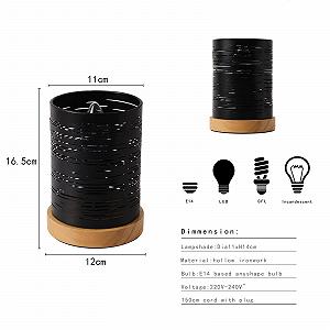 Настільна лампа OuXean металева сітчаста дерев'яна E14 40W Black synthetic.ua - Фото 1