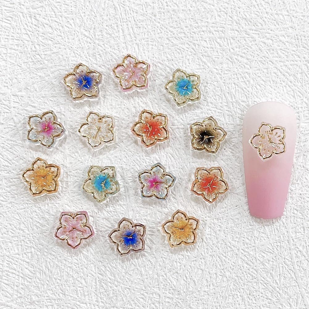 Шарми для нігтів Квіти зі штучної смоли 3D, 100 шт, різнокольорові, фото №2