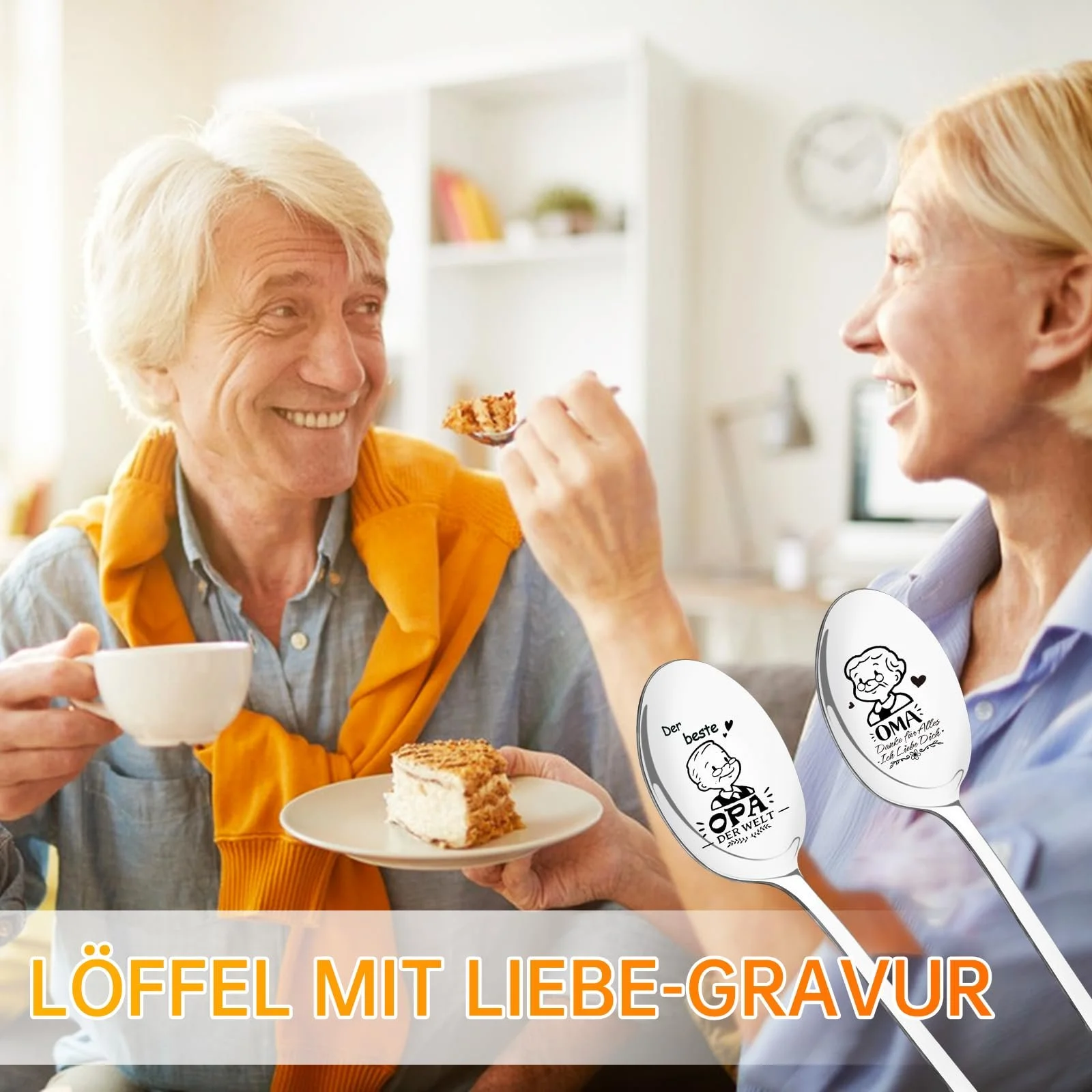 Ложка з гравіюванням для бабусі та дідуся, набір 2 шт, нержавіюча сталь, фото №7