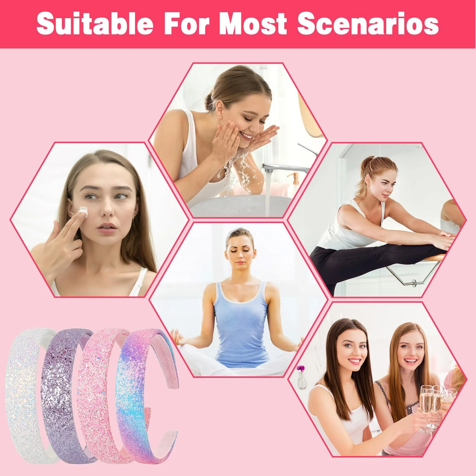 Набір блискучих обручів для волосся для дівчат (4 шт.), фото №6