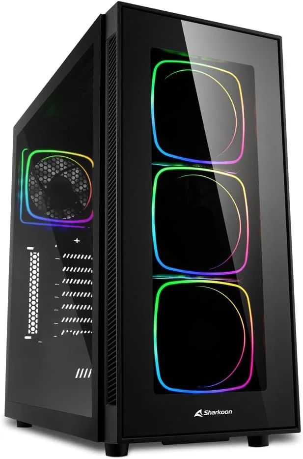Корпус для ПК Sharkoon TG6 RGB / 4 ARGB вентилятори / Без БЖ / Чорний, фото №1