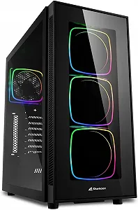 Корпус для ПК Sharkoon TG6 RGB / 4 ARGB вентилятори / Без БЖ / Чорний - Фото 1