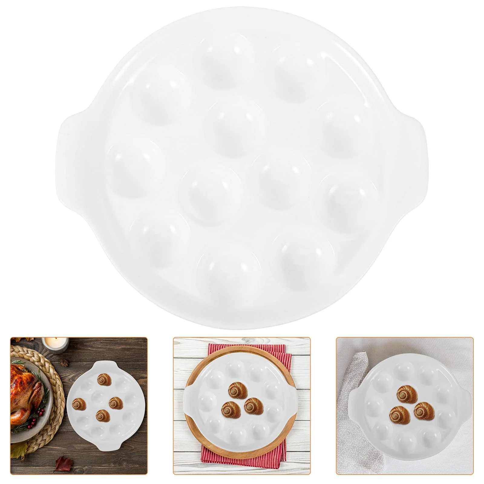 Форма для запекания улиток керамическая TOYANDONA на 12 ячеек с ручками 10 дюймов White, фото №8