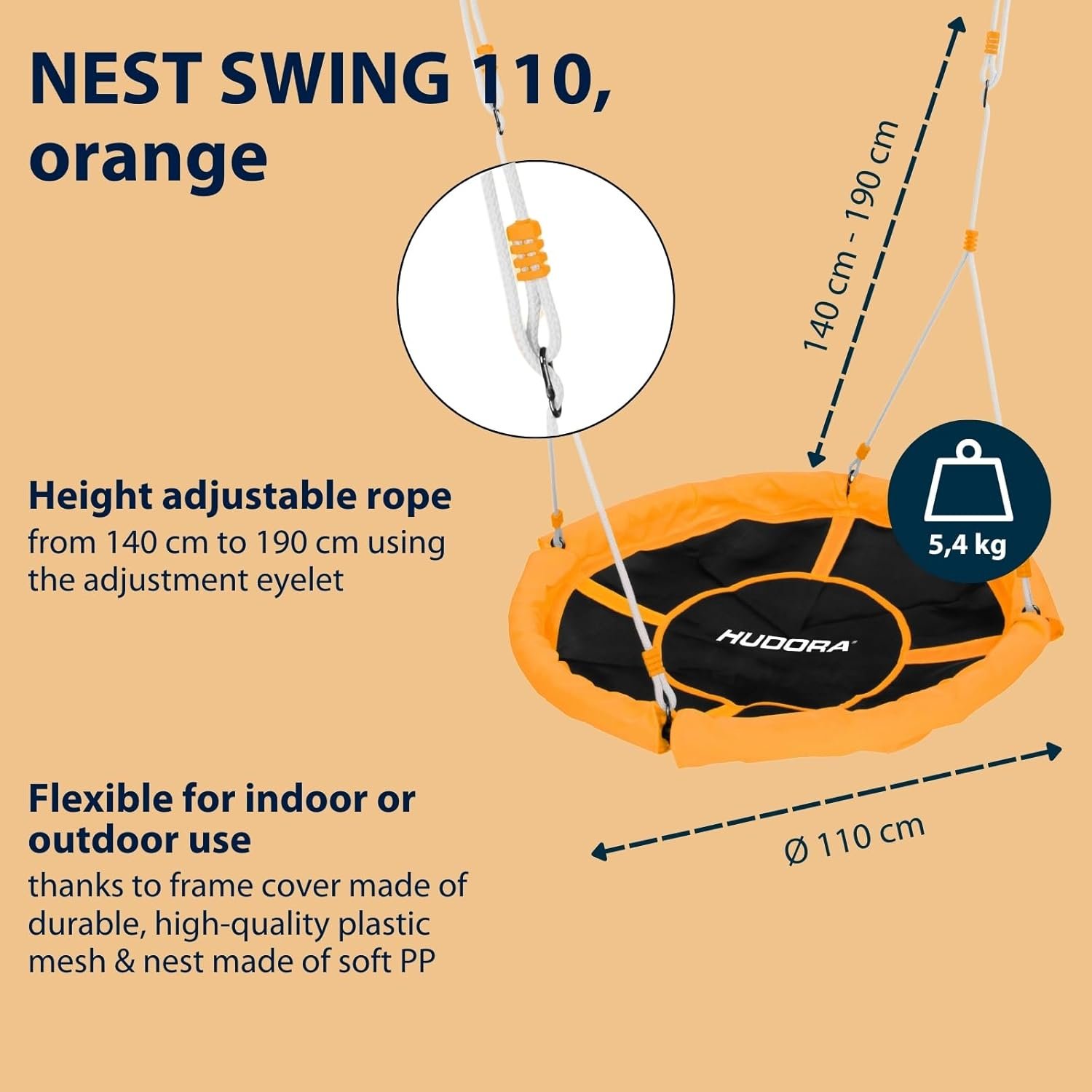 Гойдалка-гніздо Hudora Nest Swing 110 (‎72183) Orange, фото №2