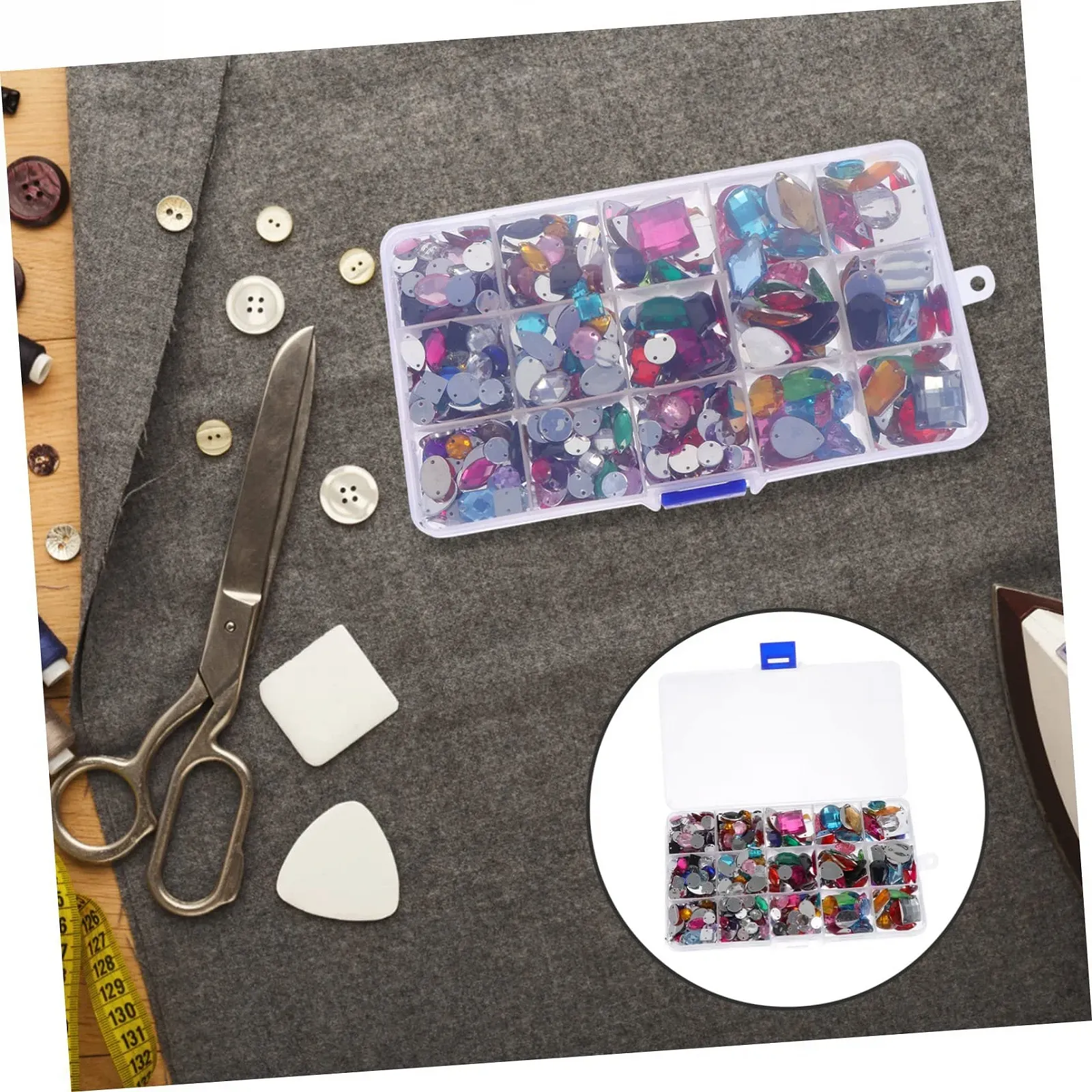 Стрази Плоскі Різнокольорові Акрилові з коробкою для зберігання, фото №8