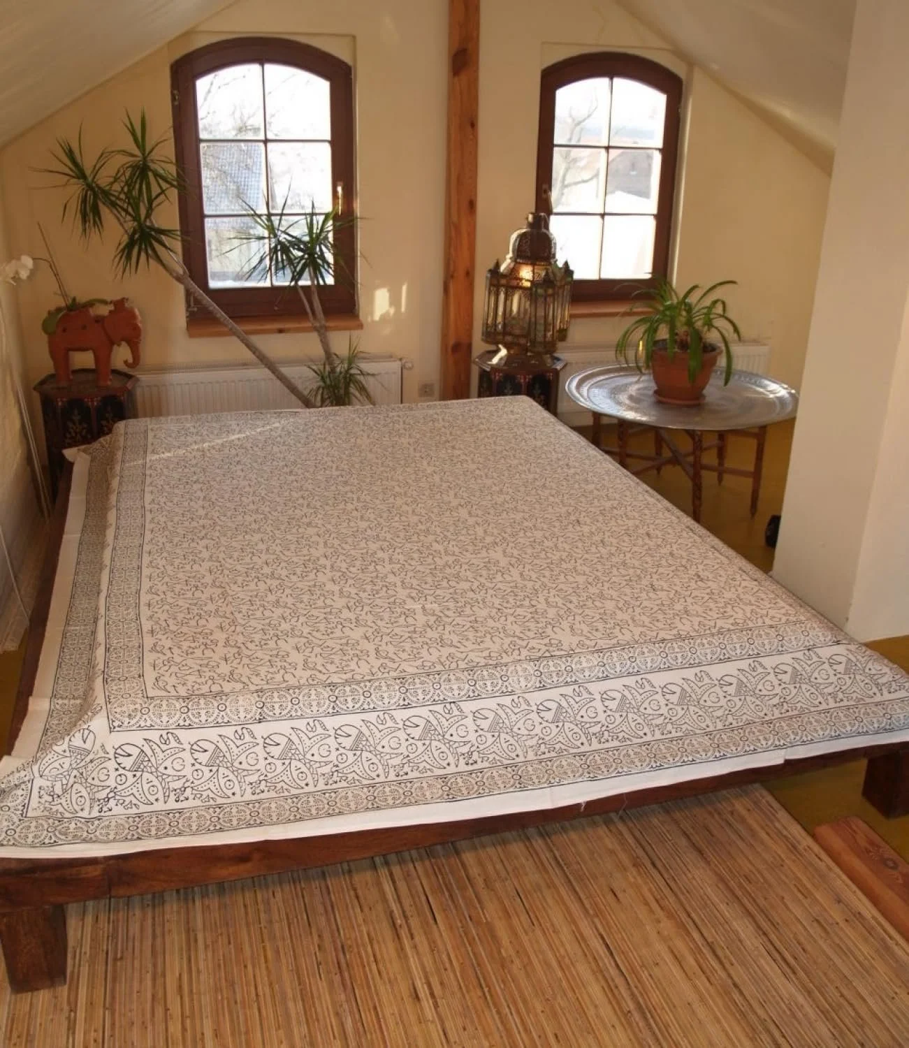 Покрывало Блок-принт GURU SHOP Ткань для кровати и дивана Ручная работа Настенное покрытие Дизайн 6 Хлопок Двуспальное 225 x 275 см, фото №2