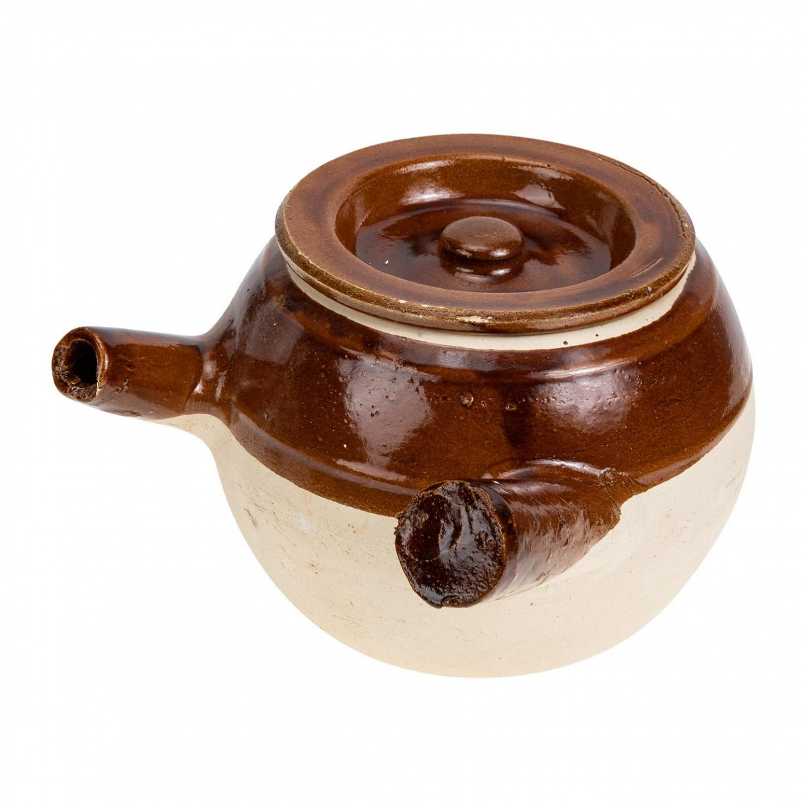 Кастрюля для китайской медицины керамическая традиционная для газовой плиты 1600 мл жаропрочная с ручками, фото №1