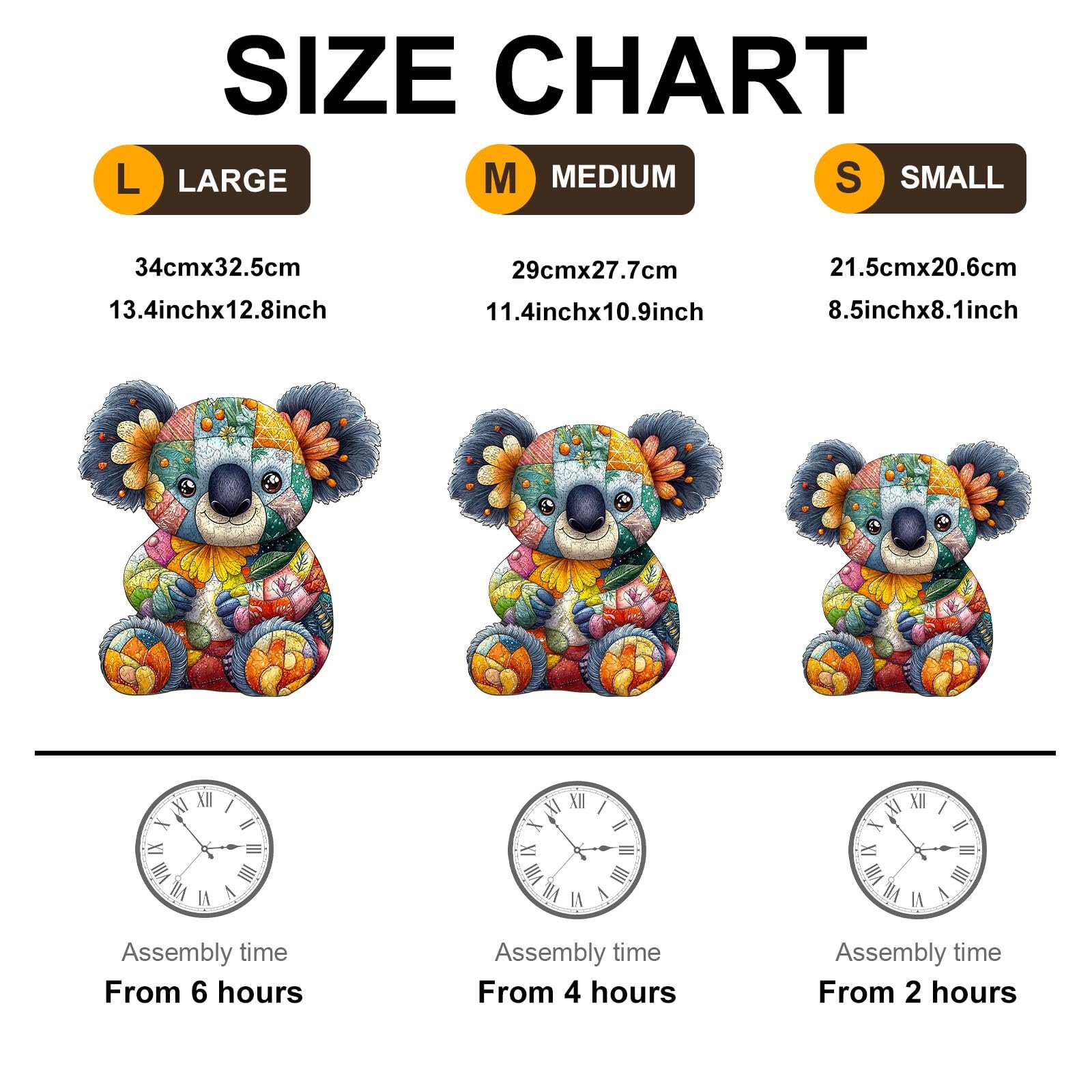 Дерев'яний пазл Patchwork Koala 280 елементів у дерев'яній коробці, фото №2