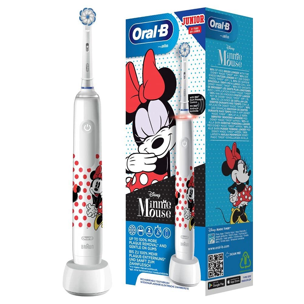 Електрична зубна щітка Oral-B Junior Minnie Mouse від 6 років 2 режими Біла 1 шт., фото №1