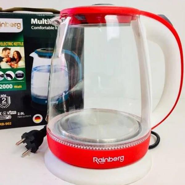 Электрочайник стеклянный Rainberg RB-902 2200 Вт 1.8 л Красный, фото №1 Электрочайник стеклянный Rainberg RB-902 2200 Вт 1.8 л Красный, фото №1