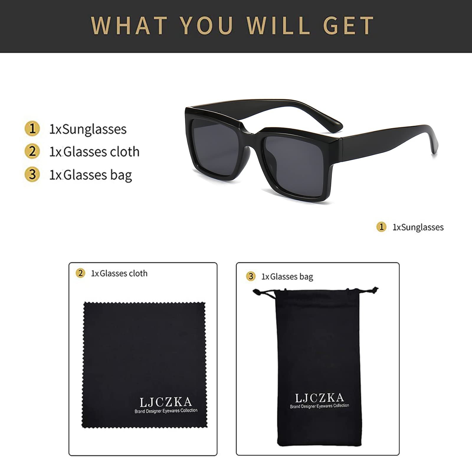 Вінтажні прямокутні сонцезахисні окуляри LJCZKA для чоловіків і жінок,  із захистом UV400, фото №5