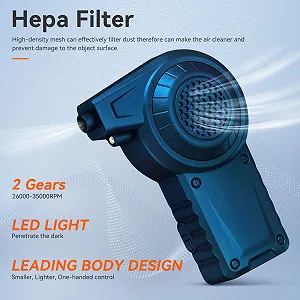 Електрична повітродувка Reesibi C1 35000 RPM Безщітковий двигун з LED підсвіткою 2 швидкості 2400 mAh Blue synthetic.ua - Фото 1