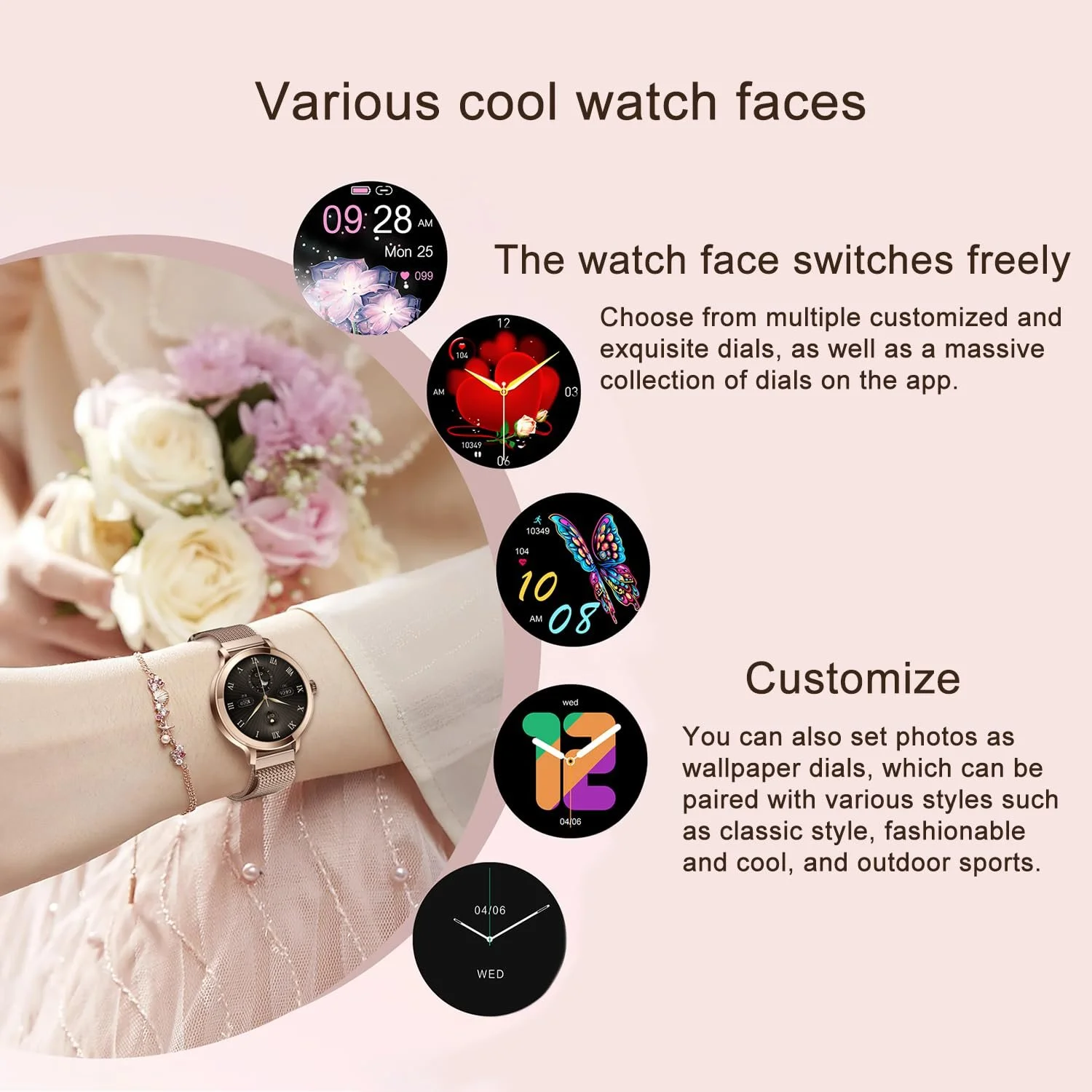 Смартгодинник для жінок Сріблястий, фото №6