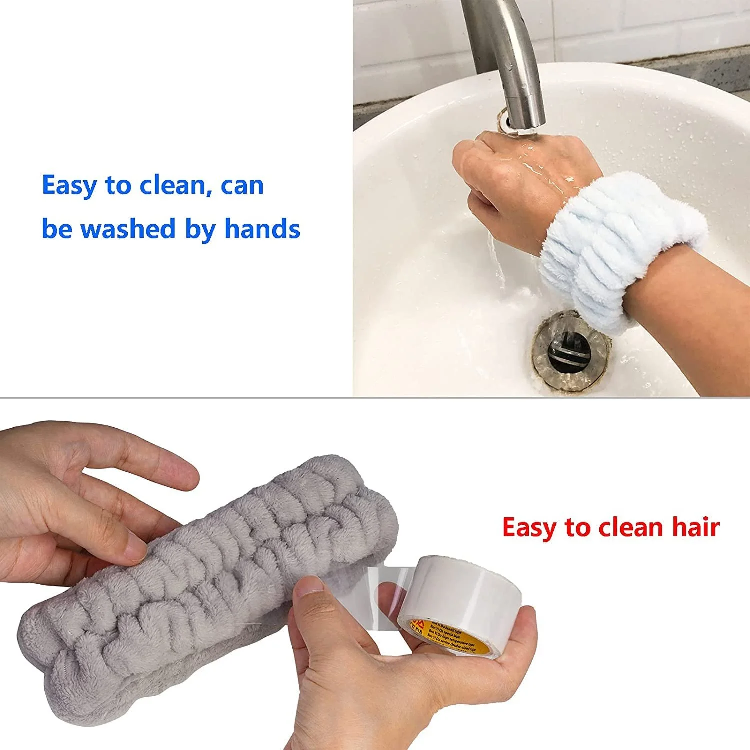 Набір: Пов'язка спа для обличчя, напульсники для вмивання, еластична, фото №5 Набір: Пов'язка спа для обличчя, напульсники для вмивання, еластична, фото №5