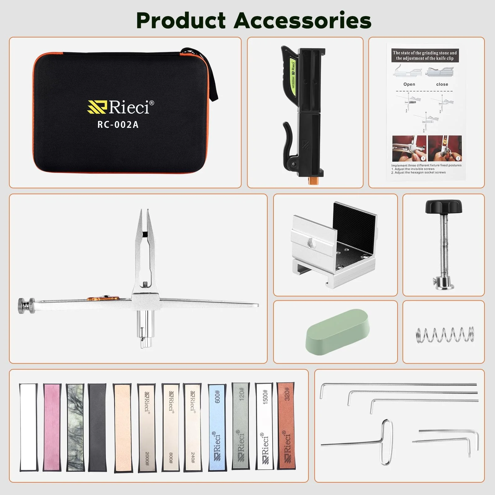 Точилка для ножів прецизійна з кутом 15-30° портативний набір 12 каменів, фото №6