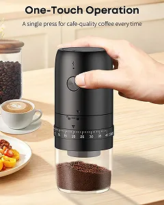 Кавомолка Pawfly Конічна керамічна 40 ступенів з автоматичною зупинкою та щіткою для чищення Електрична Професійна для подорожей Кемпінгу synthetic.ua - Фото 1