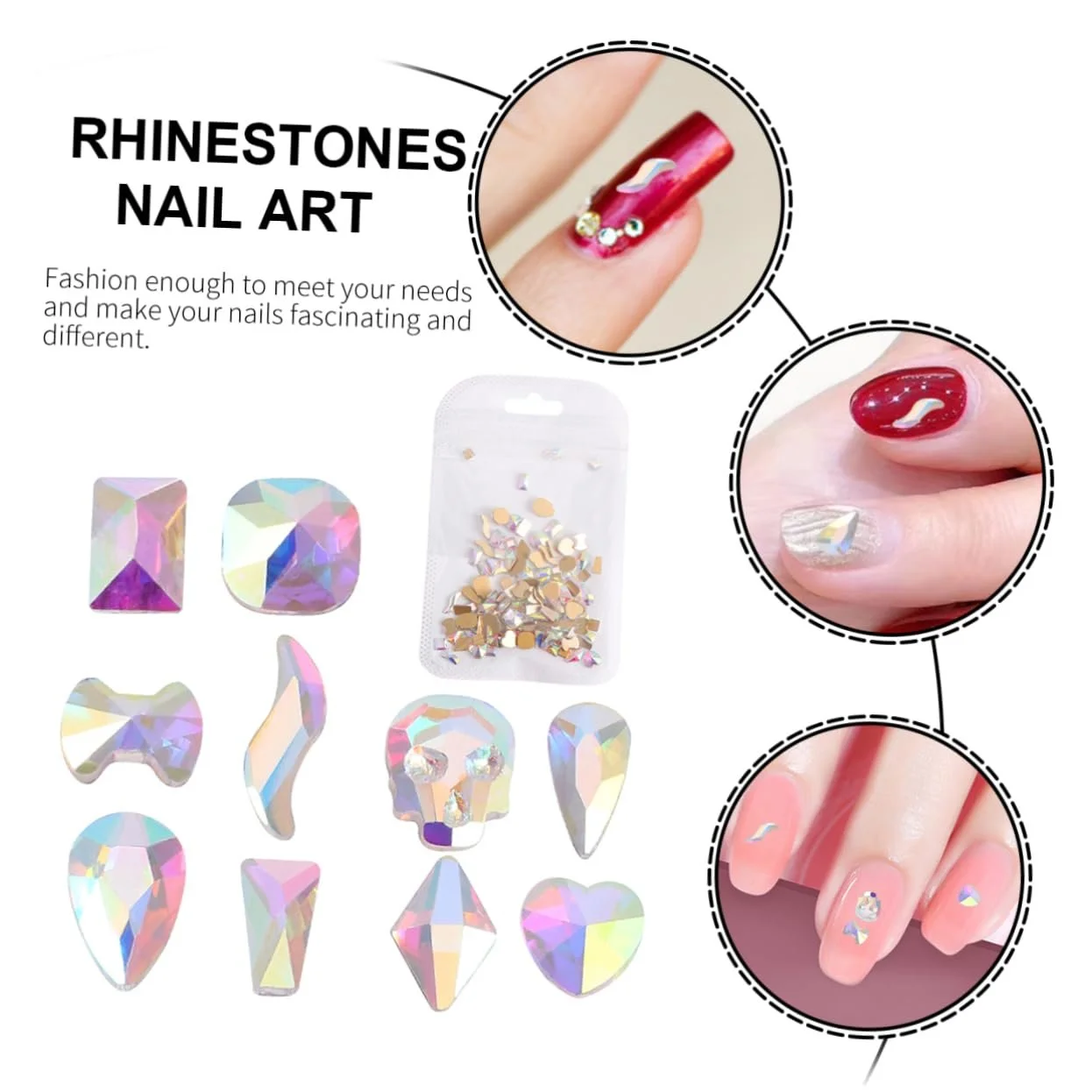 Стразы Плоские MERRYHAPY, 100 шт., для Маникюра, Разные Размеры и Формы, фото №8