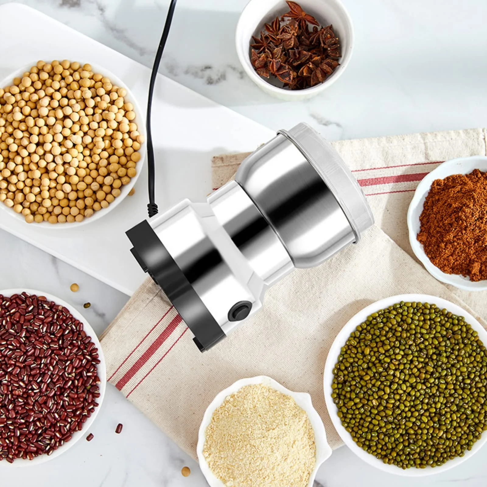 Мельница для зерна Многофункциональная 14500 об/мин Кофемолка электрическая с лезвиями из нержавеющей стали для сухих агентов, злаков, специй, трав, кофе, 160 x 93 мм, фото №7 Мельница для зерна Многофункциональная 14500 об/мин Кофемолка электрическая с лезвиями из нержавеющей стали для сухих агентов, злаков, специй, трав, кофе, 160 x 93 мм, фото №7