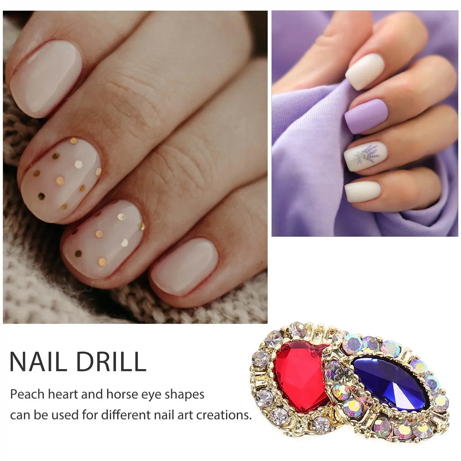 Украшения для ногтей FOMIYES 10 шт, сердечки, камни для ногтей, фото №6