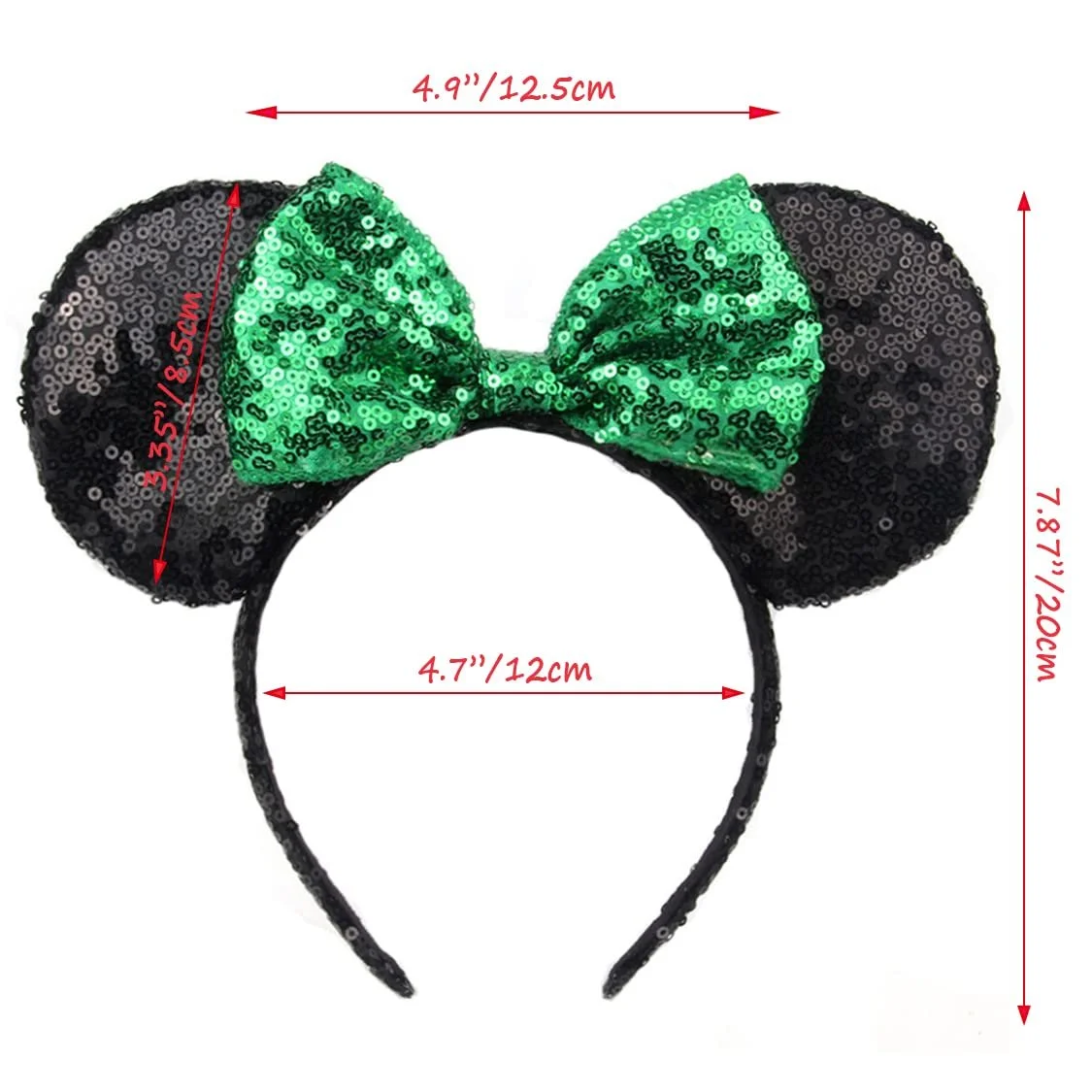 Обруч Вушка Мишки для Дівчат та Жінок, Блискітки, фото №3