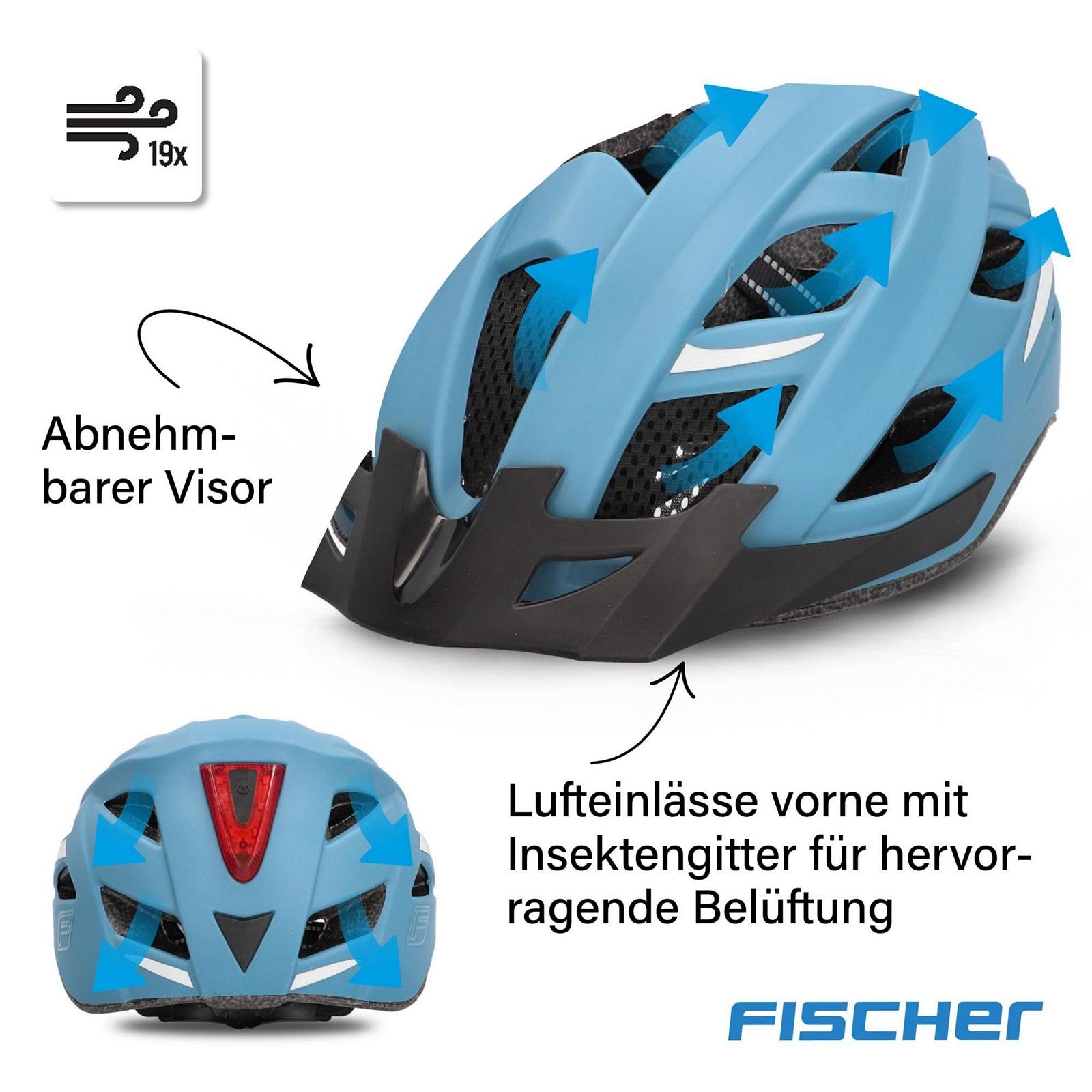 Велосипедный шлем Fischer Urban Plus с LED-подсветкой, размер S/M или L/XL, фото №5