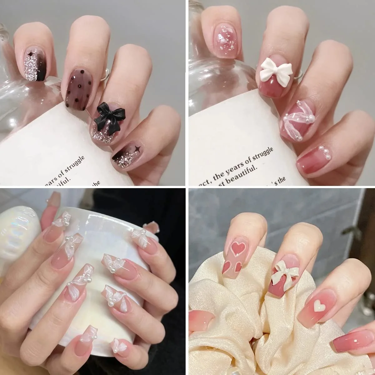 Прикраса 3D Aurora Бантик Різнокольорові DIY Стрази Милі Блискітки 7 Стилів Різної Форми, фото №3