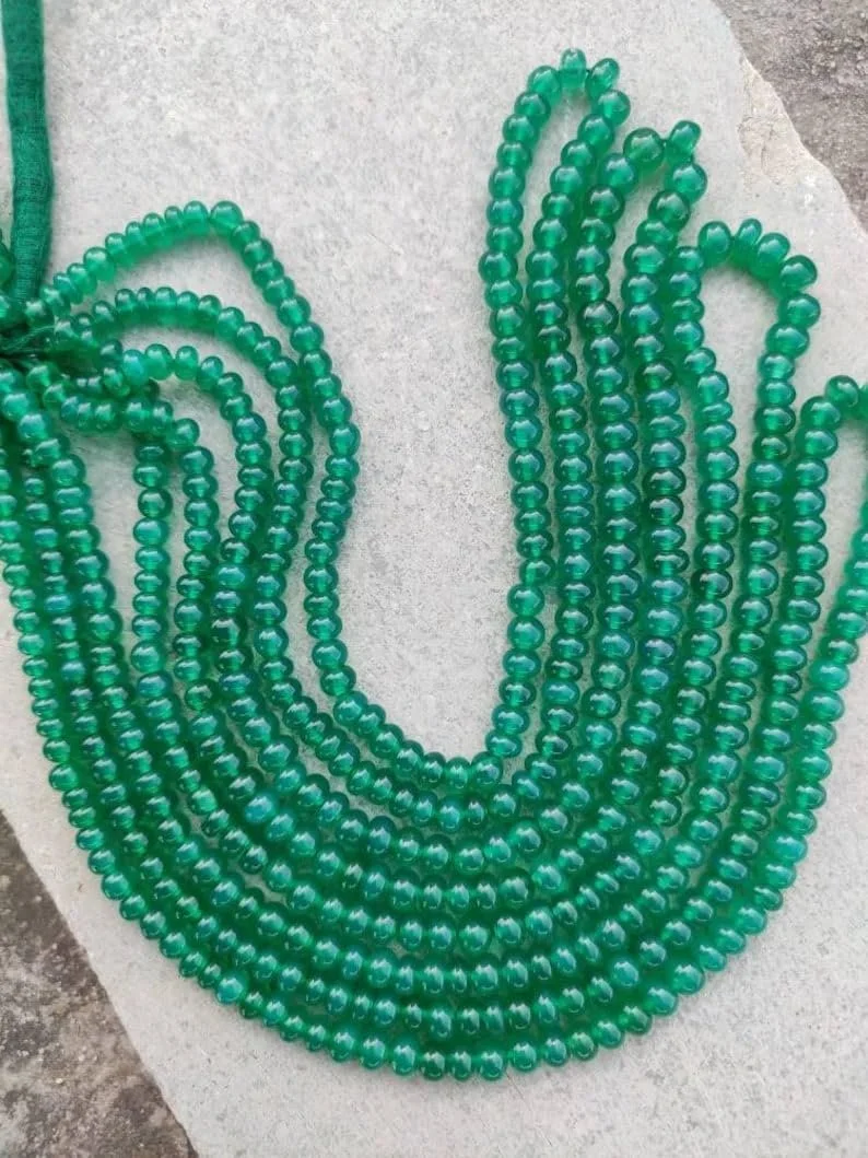 Круглі намистини з натурального зеленого оніксу 4-4.5, фото №4