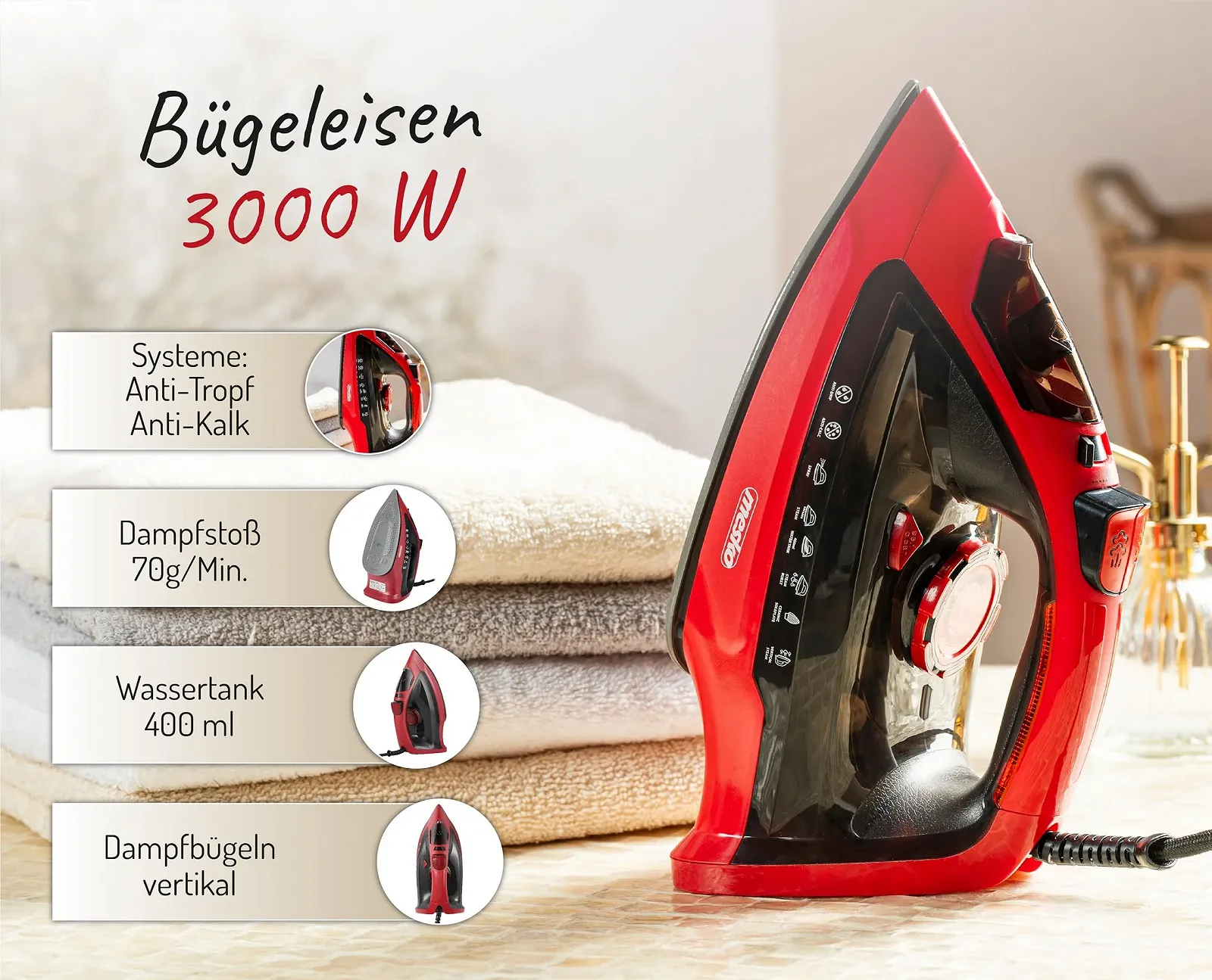 Паровой утюг Adler Mesko 3000 W Anti-limescale Automatic Shut-Off, фото №3