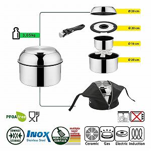 Набор посуды BRUNNER Academy NG - из нержавеющей стали с антипригарным покрытием ø 20 или 22 см (4, 5 или 7 штук) для электрических, газовых и индукционных плит цена на synthetic.ua - Фото 1 Набор посуды BRUNNER Academy NG - из нержавеющей стали с антипригарным покрытием ø 20 или 22 см (4, 5 или 7 штук) для электрических, газовых и индукционных плит synthetic.ua - Фото 1