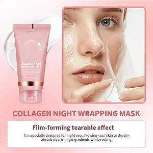 Ночная маска Collagen, маска для лица Collagen Overnight Wrapping Peel Off, корейская маска Collagen Peel Off, маска Collagen Wrapping с кисточкой для всех типов кожи (2 шт. / пробный набор) synthetic.ua - Фото 1