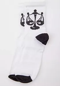 Жіночі шкарпетки білі з принтом знак зодіаку Терези - Фото 1