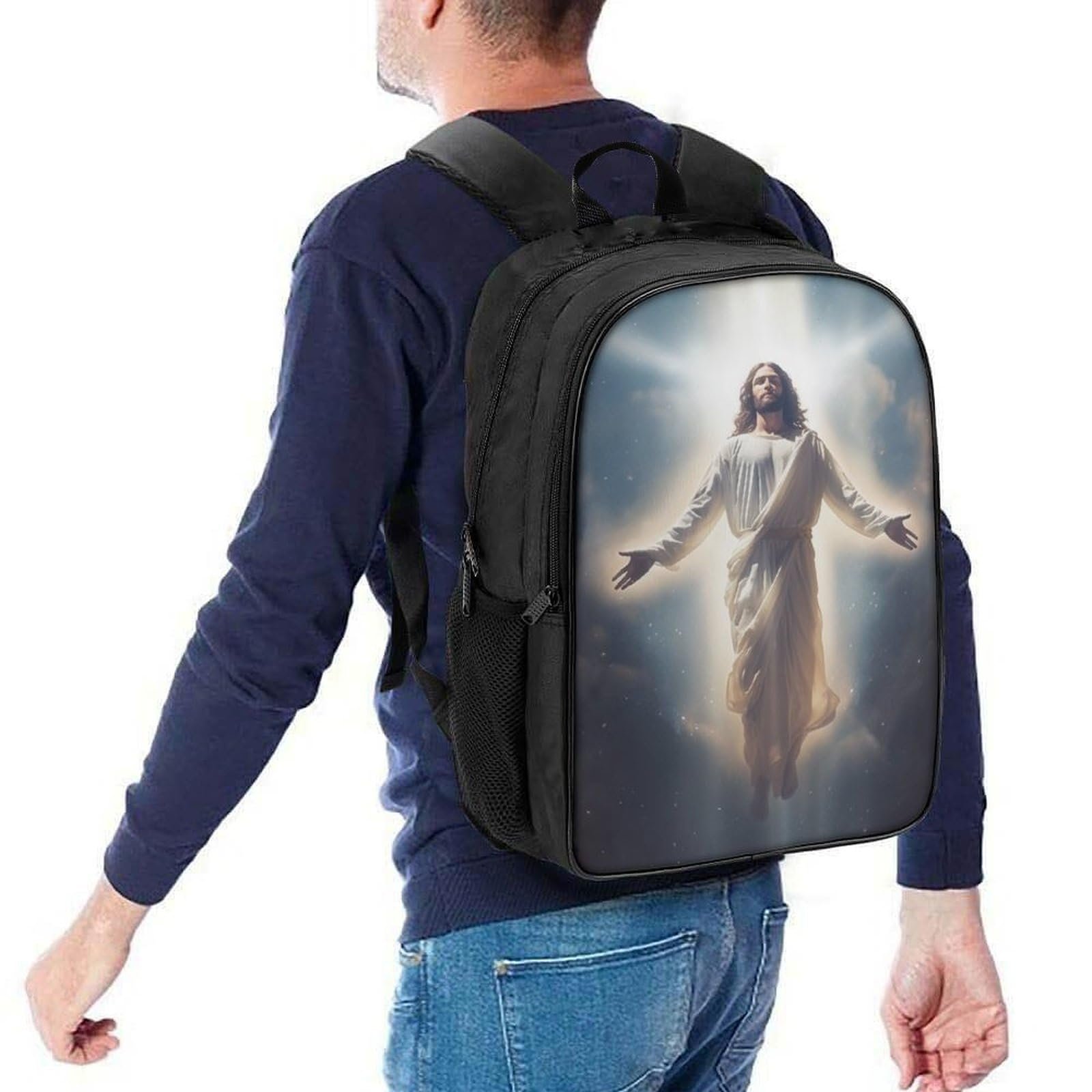 Ранець FPAKAKIIE Jesus для хлопчиків і дівчаток, підлітків, шкільна сумка, водонепроникний рюкзак, дамська чоловіча шкільна сумка, рюкзак для ноутбука 40x28x16 см, фото №5