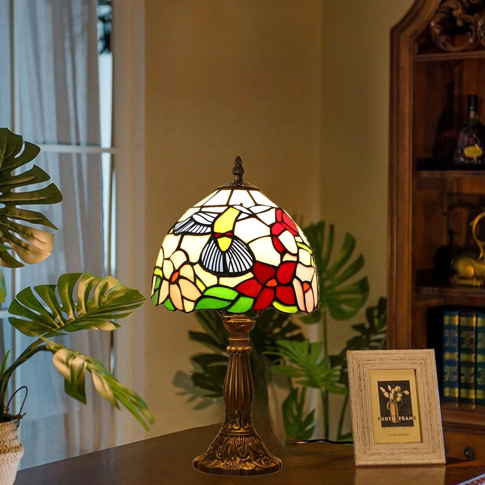 Настільна лампа Tiffany Retro 37 см вітражне скло з LED лампою E27, фото №6