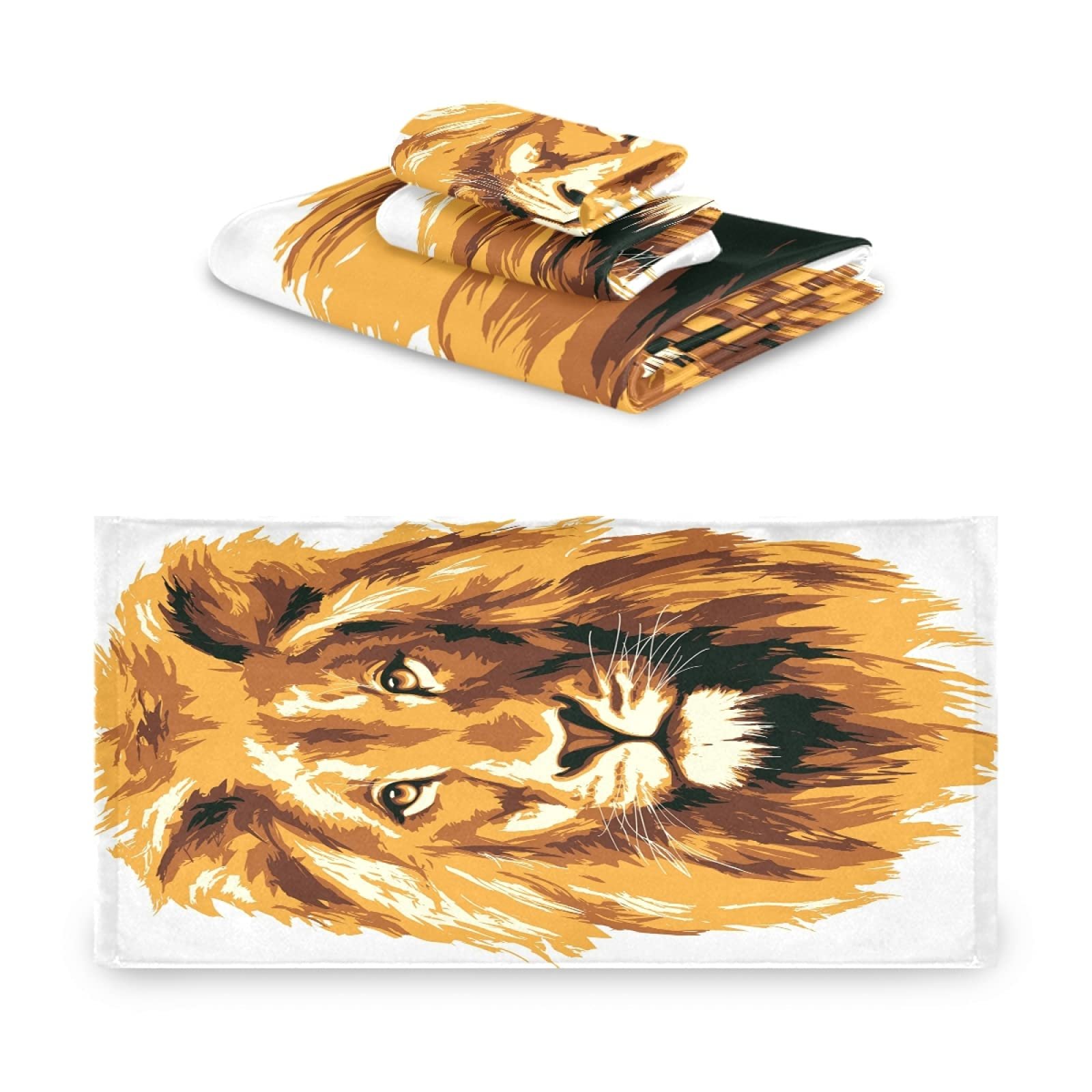 Набір рушників Vnurnrn Golden King The Lion 3 шт. 100% бавовна, фото №2