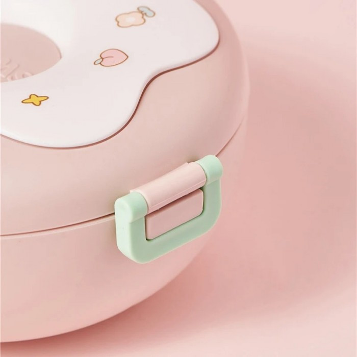 Круглий ланч бокс з пристроями Donut 1000 мл рожевий, фото №3