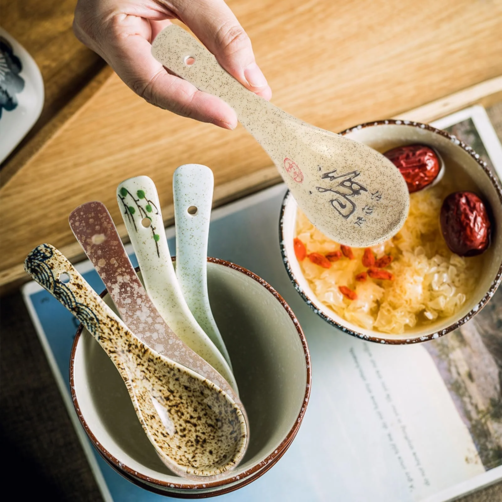 Ложка Супова керамічна Retro Pattern, 14 см, набір 6 шт., фото №7