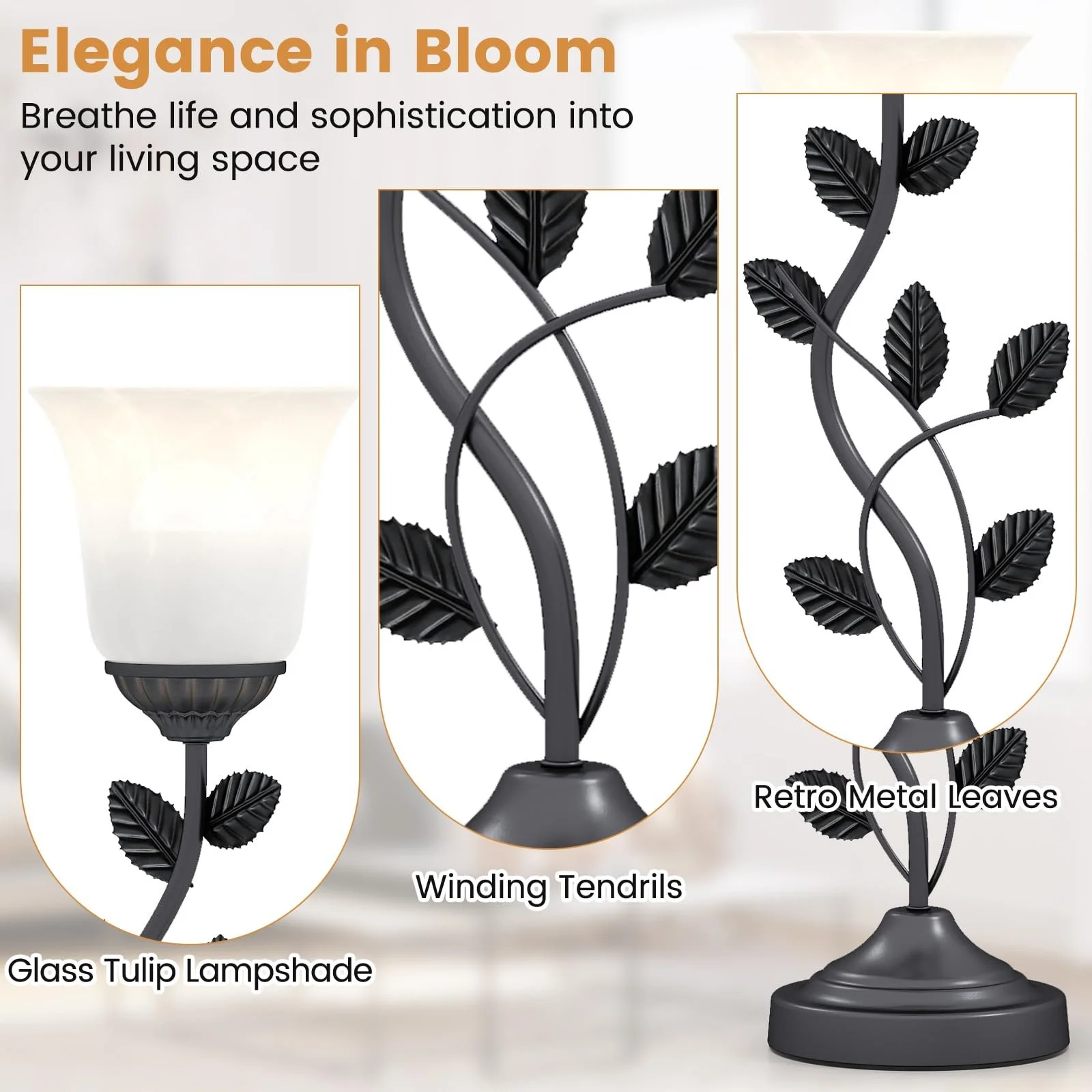 Настільна лампа FANTASK Tulip Glass Lampshade E27, фото №3