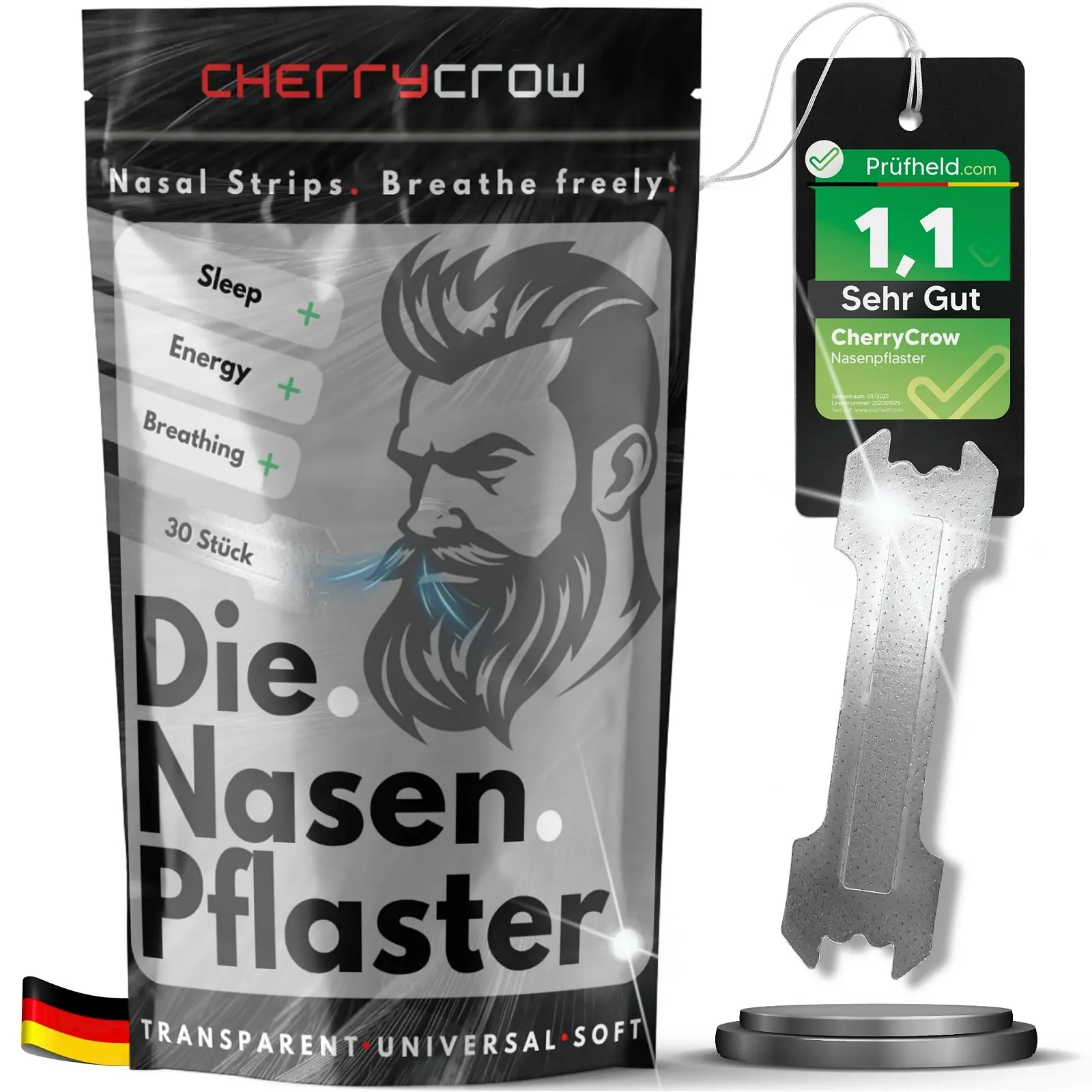 Пластирі для носа CherryCrow, 30 шт, прозорі, фото №1