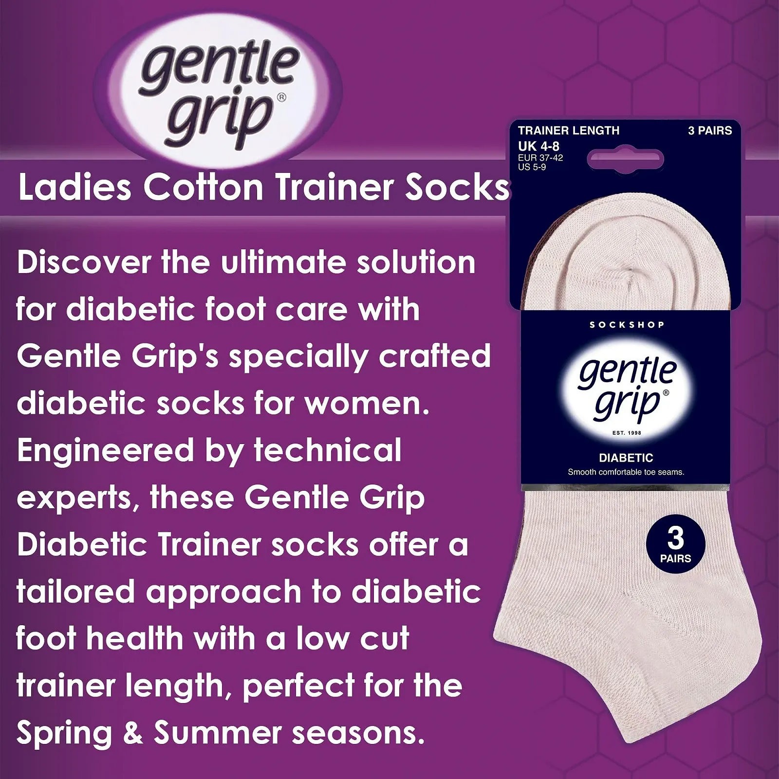 Носки Тип Женские Gentle Grip, Набор 6 пар, Для диабетиков, Спортивные, Без резинки, Очень широкие, Короткие, С комфортным поясом, фото №5 Носки Тип Женские Gentle Grip, Набор 6 пар, Для диабетиков, Спортивные, Без резинки, Очень широкие, Короткие, С комфортным поясом, фото №5