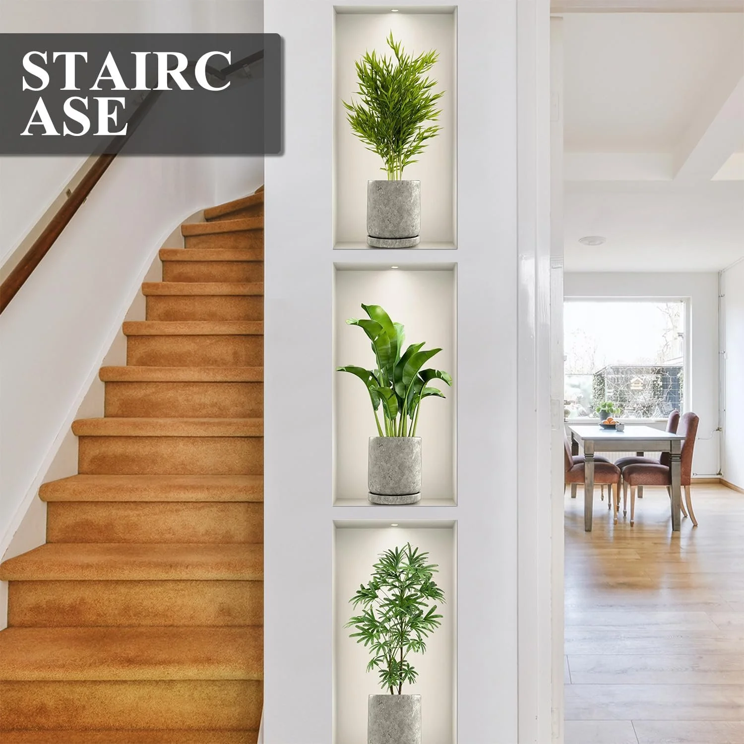 Наклейки на стену Plants 3D Effect 45 x 23 см 3 шт Зеленые, фото №5