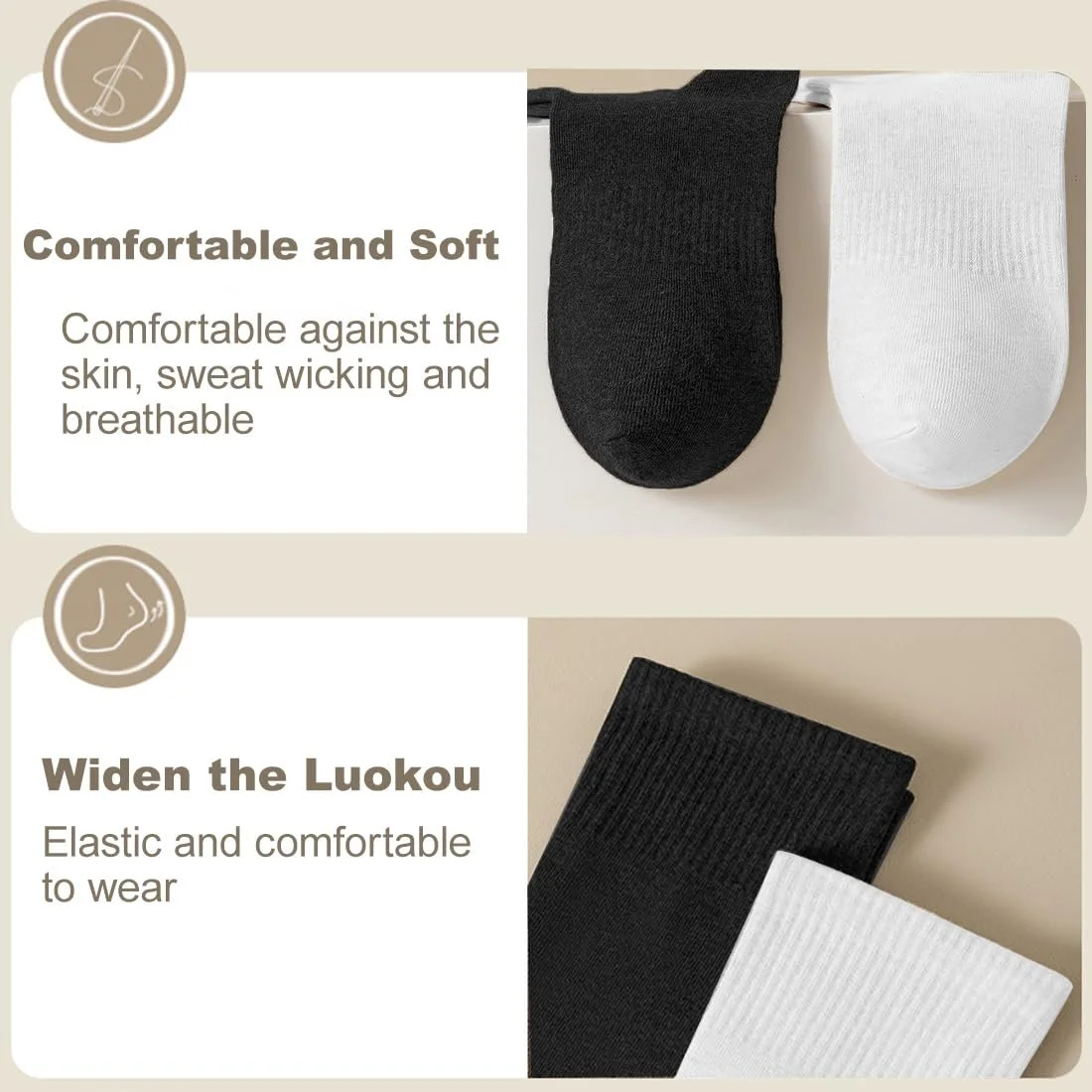 Гольфи вище коліна 2 пари Бавовняні шкарпетки, фото №4 Гольфи вище коліна 2 пари Бавовняні шкарпетки, фото №4