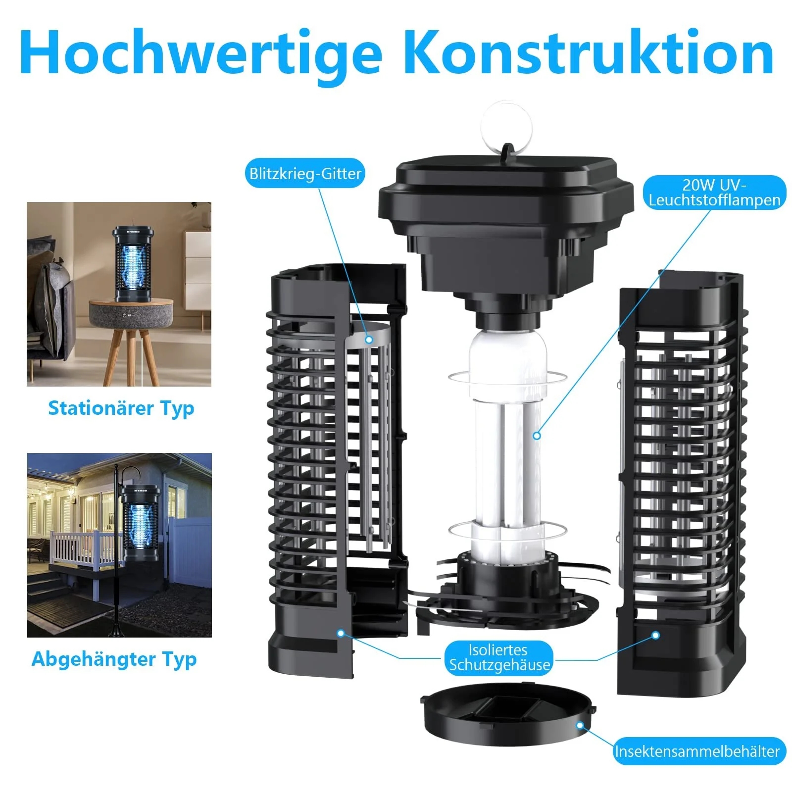 Электрический уничтожитель насекомых Homesuit 20 W 4000 V водонепроницаемый, фото №6