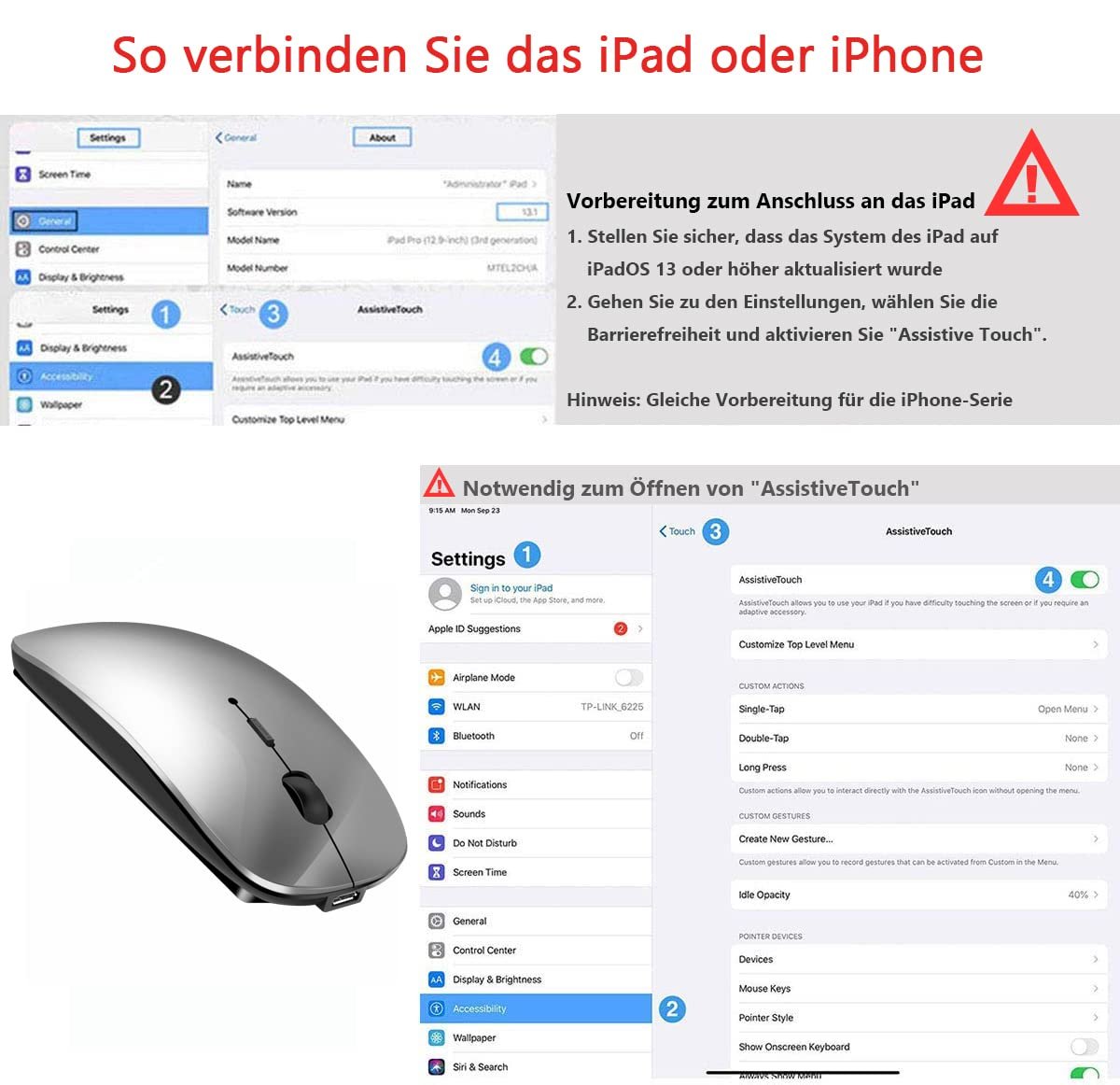 Мышь LEAPEST Беспроводная Bluetooth Серая с черным, фото №5