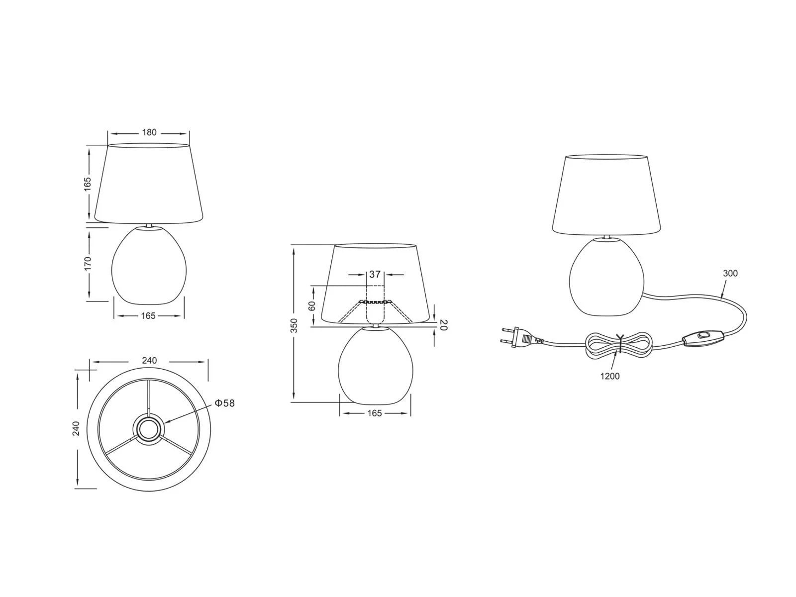 Настільна лампа meineWunschleuchte з керамічною основою золота з чорним тканинним абажуром 35 см, фото №7
