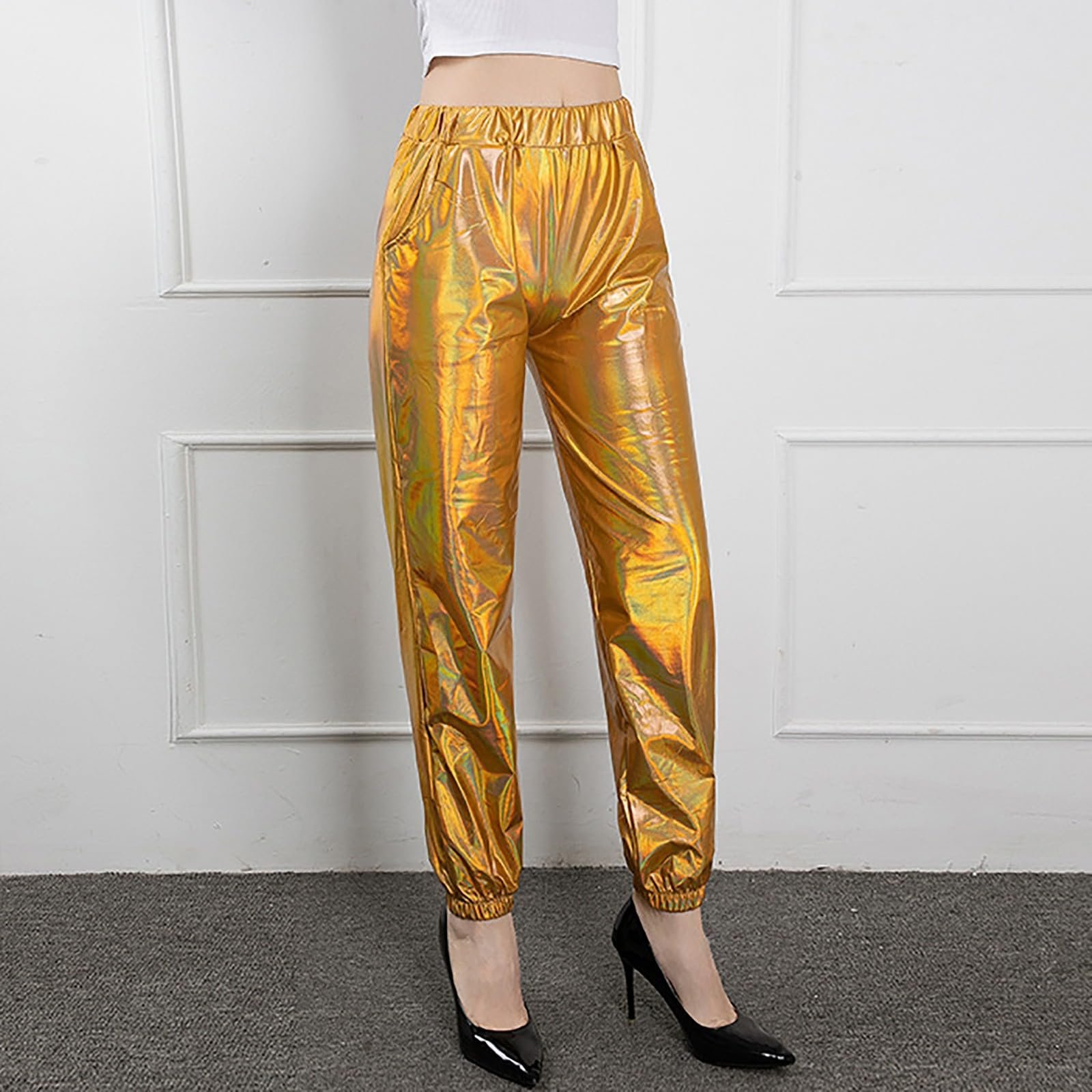 Жіночі металеві блискучі штани, фото №6 Жіночі металеві блискучі штани, фото №6