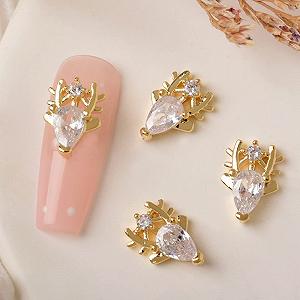 Украшения для ногтей Рождественские 3D Украшения для ногтей Снежинка Олень Рождественская елка Носки Стразы для ногтей Металлические заклепки для ногтей - Фото 1