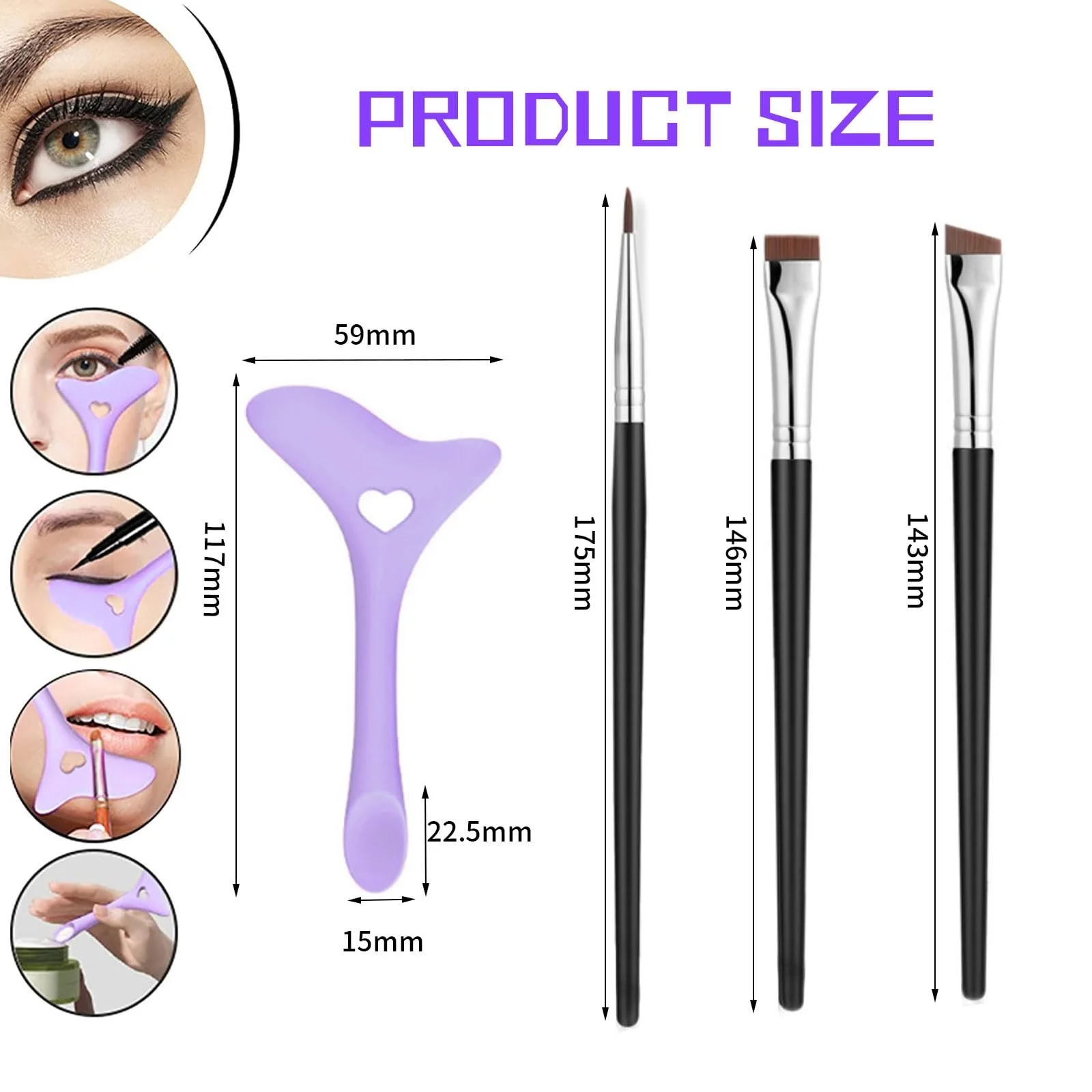 Інструмент Kireida Silicone Eyeliner Auxiliary Tool Фіолетовий, фото №2