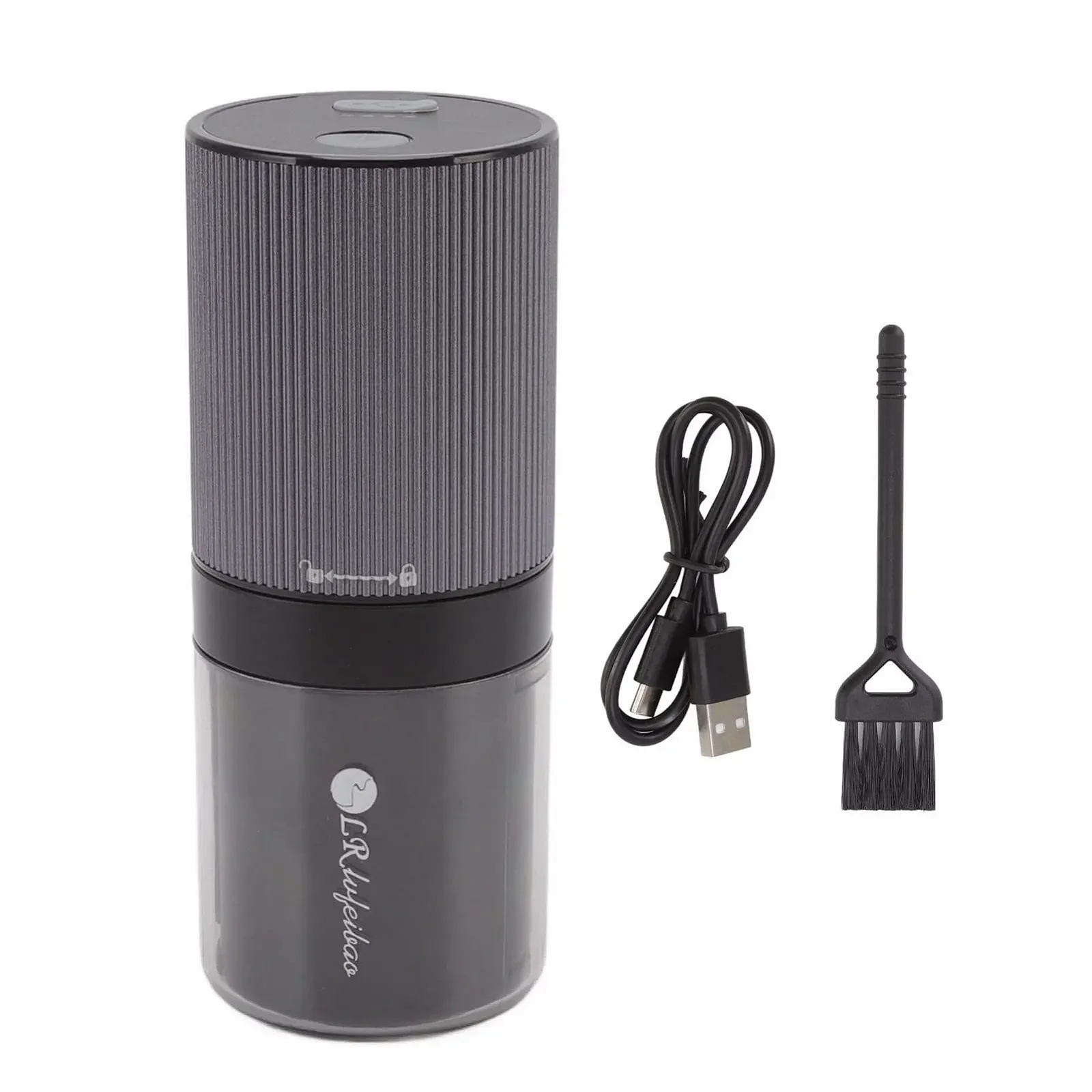 Портативная кофемолка аккумуляторная, электрическая мельница, интеллектуальная индукция сопротивления, сердцевина из нержавеющей стали, легко чистится для дома, маленькая, черная, фото №6