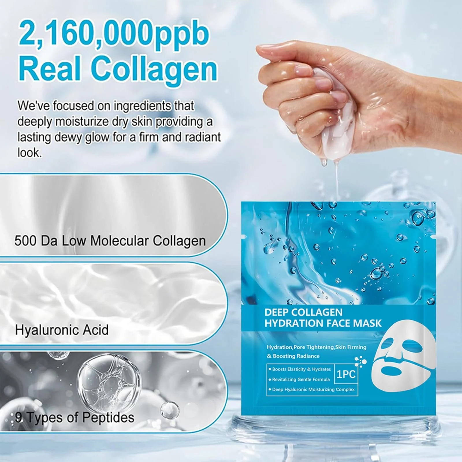 Маска Колагенова Organic, 4 шт, Зволоження, Підвищення пружності, Для всіх типів шкіри, фото №3 Маска Колагенова Organic, 4 шт, Зволоження, Підвищення пружності, Для всіх типів шкіри, фото №3