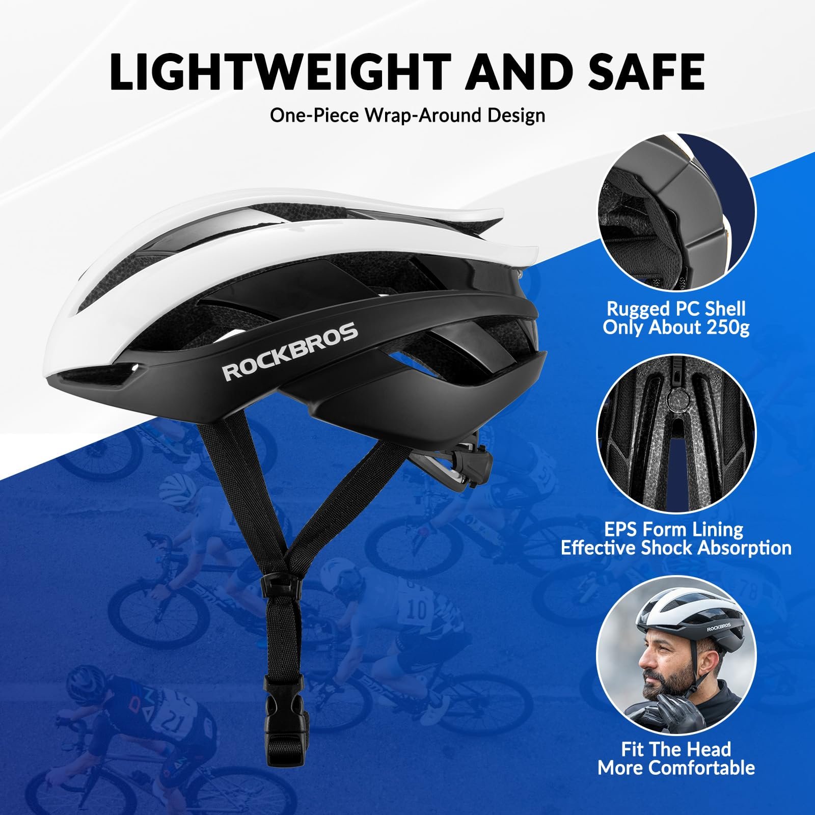 Шолом ROCKBROS M/L 55-61 см, регульований, вентильований, для дорослих, жінок і чоловіків, 4 кольори, фото №3